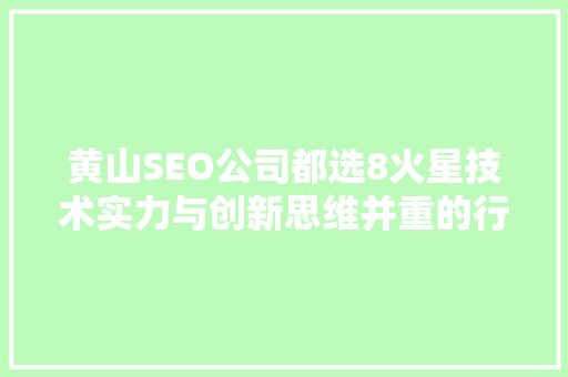 黄山SEO公司都选8火星技术实力与创新思维并重的行业翘楚