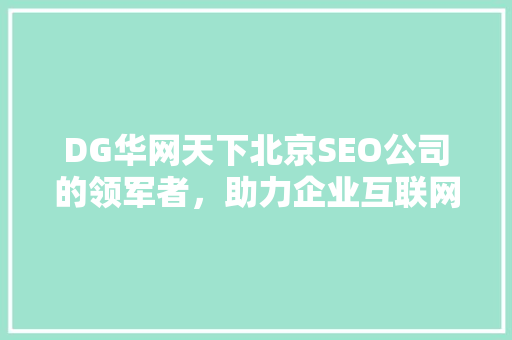 DG华网天下北京SEO公司的领军者，助力企业互联网营销新篇章