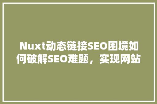 Nuxt动态链接SEO困境如何破解SEO难题，实现网站流量增长