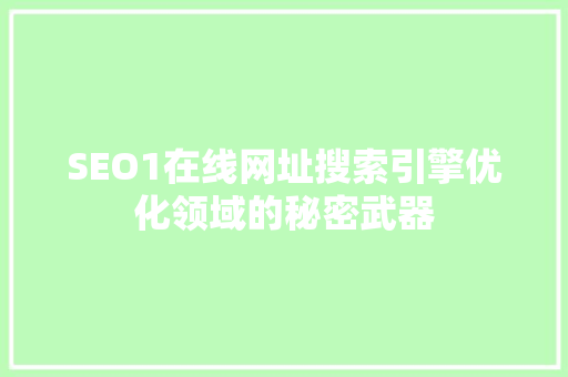 SEO1在线网址搜索引擎优化领域的秘密武器
