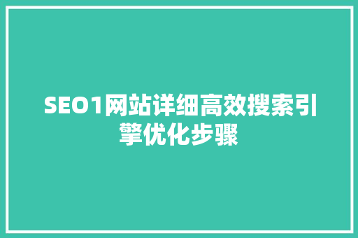 SEO1网站详细高效搜索引擎优化步骤
