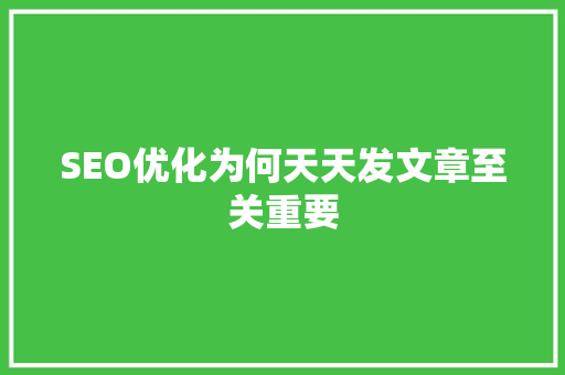 SEO优化为何天天发文章至关重要