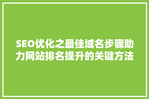 SEO优化之最佳域名步骤助力网站排名提升的关键方法