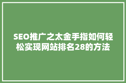 SEO推广之太金手指如何轻松实现网站排名28的方法