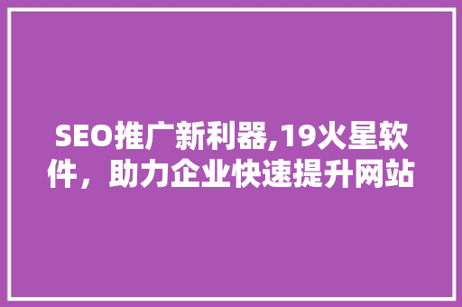 SEO推广新利器,19火星软件，助力企业快速提升网站排名