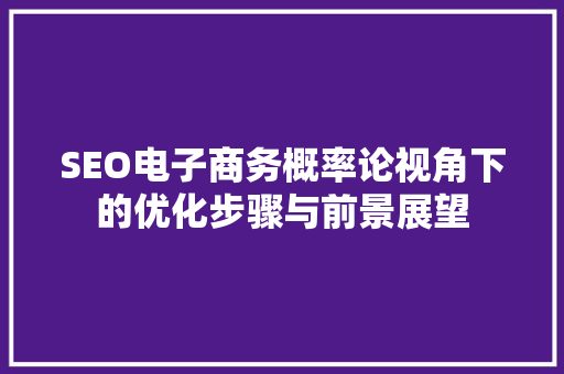 SEO电子商务概率论视角下的优化步骤与前景展望