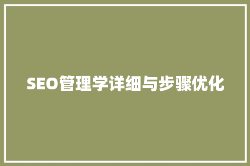 SEO管理学详细与步骤优化