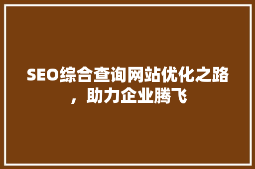 SEO综合查询网站优化之路，助力企业腾飞