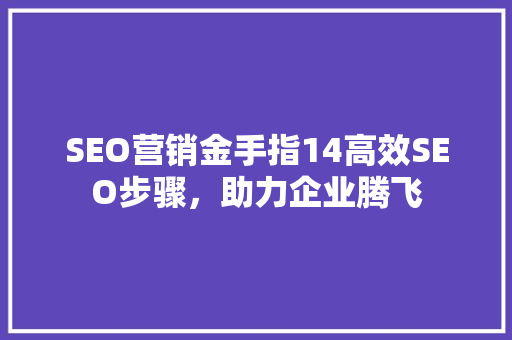 SEO营销金手指14高效SEO步骤，助力企业腾飞