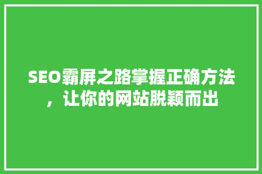 SEO霸屏之路掌握正确方法，让你的网站脱颖而出