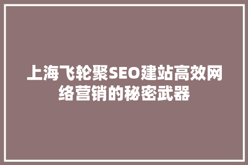 上海飞轮聚SEO建站高效网络营销的秘密武器