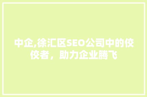 中企,徐汇区SEO公司中的佼佼者，助力企业腾飞