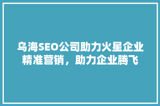 乌海SEO公司助力火星企业精准营销，助力企业腾飞