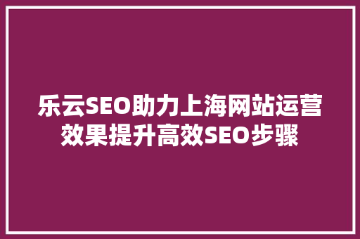 乐云SEO助力上海网站运营效果提升高效SEO步骤
