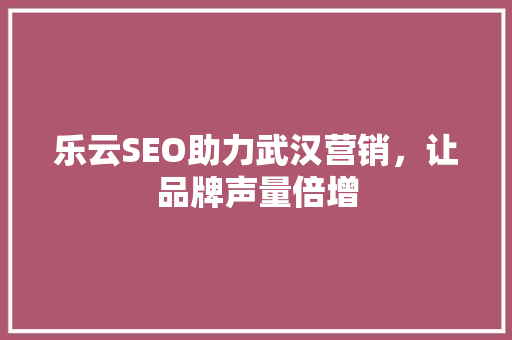 乐云SEO助力武汉营销，让品牌声量倍增