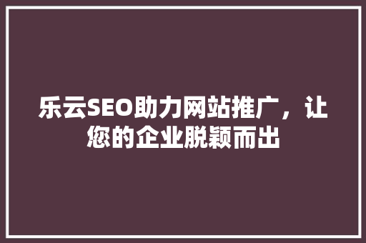 乐云SEO助力网站推广，让您的企业脱颖而出