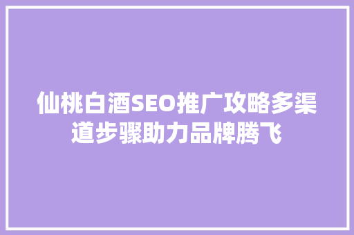 仙桃白酒SEO推广攻略多渠道步骤助力品牌腾飞