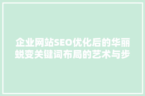 企业网站SEO优化后的华丽蜕变关键词布局的艺术与步骤