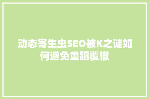 动态寄生虫SEO被K之谜如何避免重蹈覆辙
