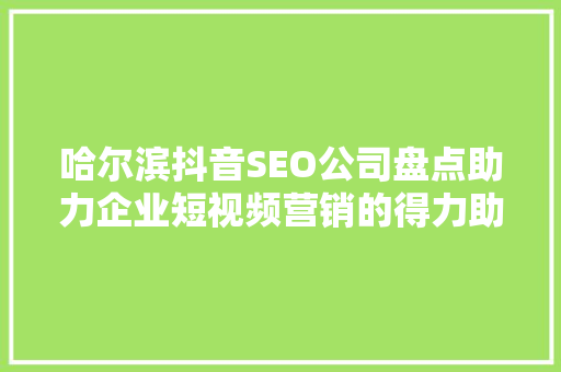 哈尔滨抖音SEO公司盘点助力企业短视频营销的得力助手