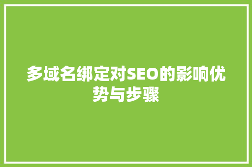 多域名绑定对SEO的影响优势与步骤