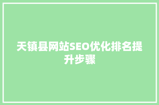 天镇县网站SEO优化排名提升步骤