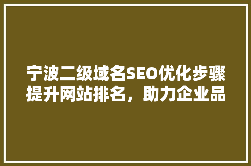 宁波二级域名SEO优化步骤提升网站排名，助力企业品牌发展
