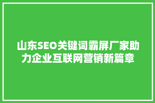 山东SEO关键词霸屏厂家助力企业互联网营销新篇章
