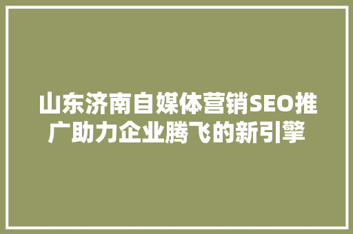 山东济南自媒体营销SEO推广助力企业腾飞的新引擎