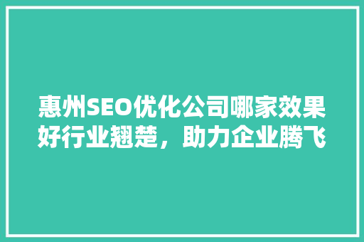 惠州SEO优化公司哪家效果好行业翘楚，助力企业腾飞  第1张