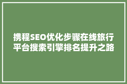 携程SEO优化步骤在线旅行平台搜索引擎排名提升之路