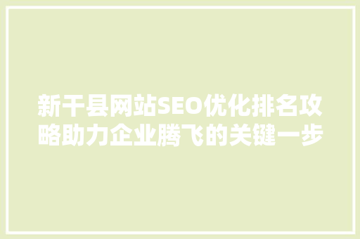 新干县网站SEO优化排名攻略助力企业腾飞的关键一步