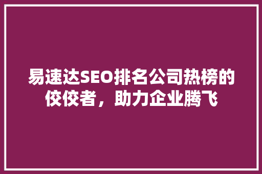 易速达SEO排名公司热榜的佼佼者，助力企业腾飞