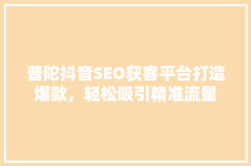 普陀抖音SEO获客平台打造爆款，轻松吸引精准流量