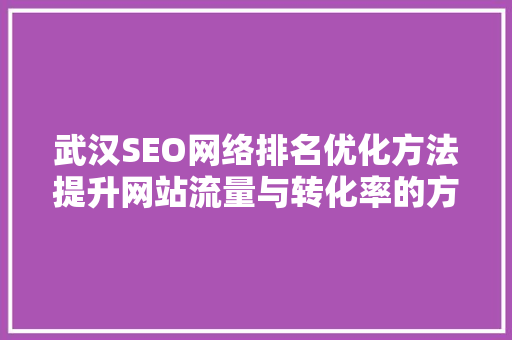 武汉SEO网络排名优化方法提升网站流量与转化率的方法