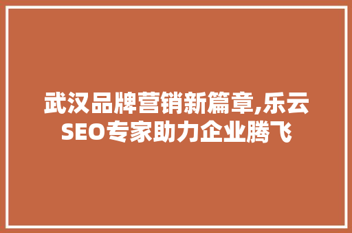 武汉品牌营销新篇章,乐云SEO专家助力企业腾飞