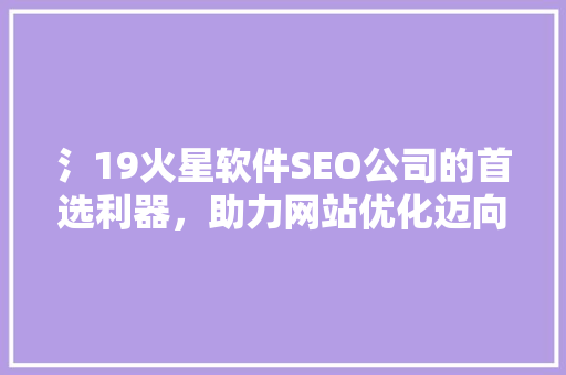 氵19火星软件SEO公司的首选利器，助力网站优化迈向新高峰