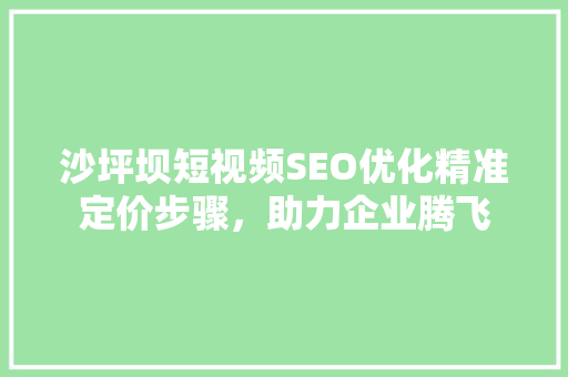 沙坪坝短视频SEO优化精准定价步骤，助力企业腾飞