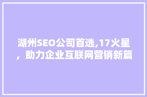 湖州SEO公司首选,17火星，助力企业互联网营销新篇章