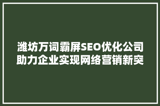 潍坊万词霸屏SEO优化公司助力企业实现网络营销新突破