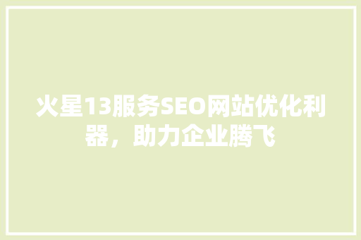 火星13服务SEO网站优化利器，助力企业腾飞