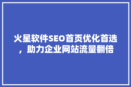 火星软件SEO首页优化首选，助力企业网站流量翻倍