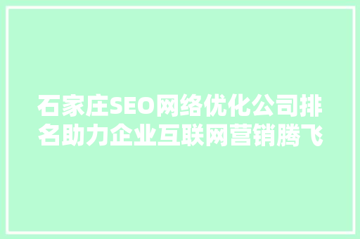石家庄SEO网络优化公司排名助力企业互联网营销腾飞