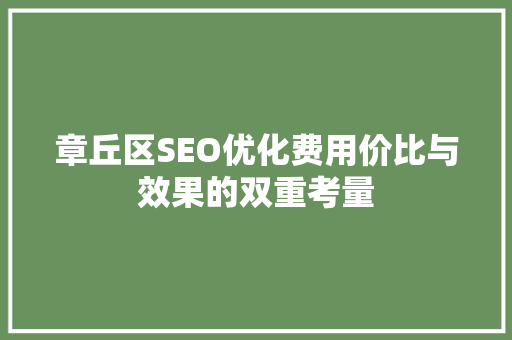 章丘区SEO优化费用价比与效果的双重考量