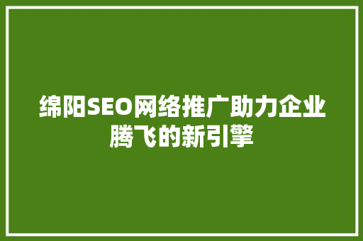 绵阳SEO网络推广助力企业腾飞的新引擎