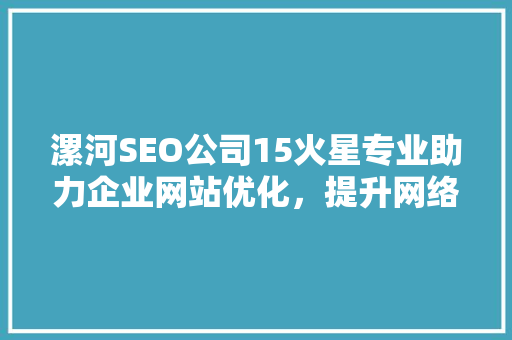 漯河SEO公司15火星专业助力企业网站优化，提升网络竞争力