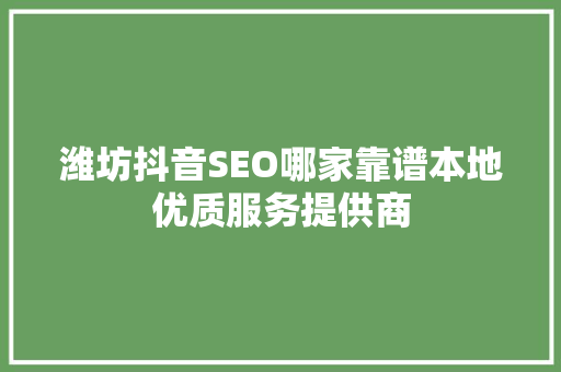 潍坊抖音SEO哪家靠谱本地优质服务提供商  第1张