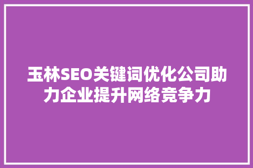 玉林SEO关键词优化公司助力企业提升网络竞争力  第1张