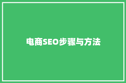 电商SEO步骤与方法
