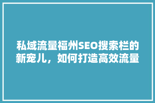 私域流量福州SEO搜索栏的新宠儿，如何打造高效流量池